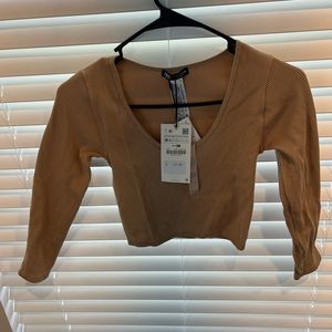 Zara long sleeve crop top